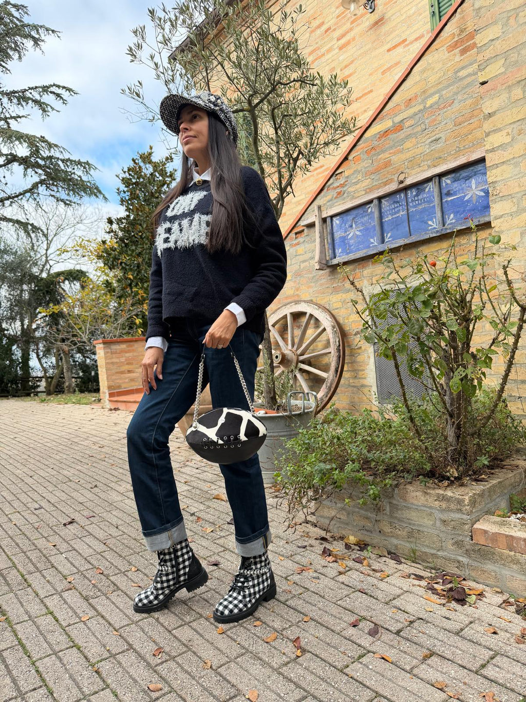 Clarisa Ombra – Borsa artigianale in pelle e pony hair